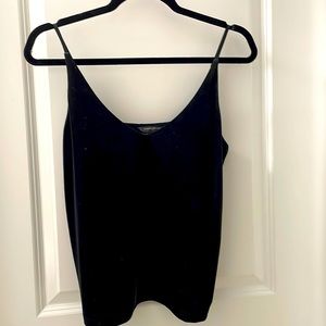 Banana Republic XS black velvet adjustable strap tank top shirt blouse holiday